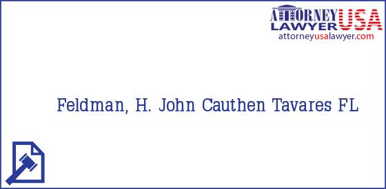 Telephone, Address and other contact data of Feldman, H. John, Tavares, FL, USA