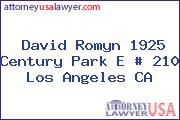 David Romyn 1925 Century Park E # 210 Los Angeles CA