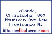 Lalonde, Christopher 600 Mountain Ave New Providence NJ