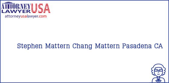 Telephone, Address and other contact data of Stephen Mattern, Pasadena, CA, USA