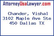 Chander, Vishal 3102 Maple Ave Ste 450 Dallas TX