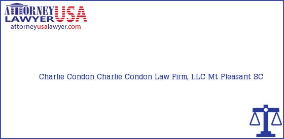Telephone, Address and other contact data of Charlie Condon, Mt Pleasant, SC, USA