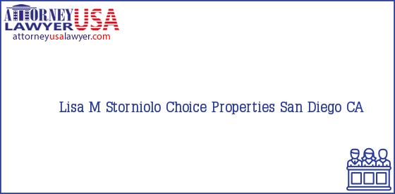Telephone, Address and other contact data of Lisa M Storniolo, San Diego, CA, USA