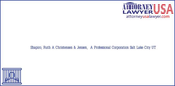 Telephone, Address and other contact data of Shapiro, Ruth A, Salt Lake City, UT, USA