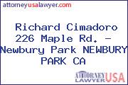 Richard Cimadoro 226 Maple Rd. - Newbury Park NEWBURY PARK CA