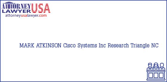 Telephone, Address and other contact data of MARK ATKINSON, Research Triangle, NC, USA