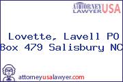 Lovette, Lavell PO Box 479 Salisbury NC