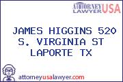 JAMES HIGGINS 520 S. VIRGINIA ST LAPORTE TX