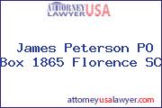 James Peterson PO Box 1865 Florence SC