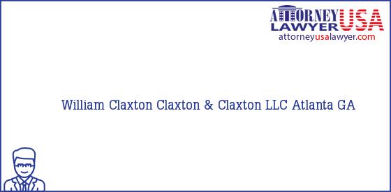 Telephone, Address and other contact data of William Claxton, Atlanta, GA, USA
