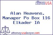 Alan Heavens, Manager Po Box 116 Elkader IA