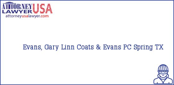 Telephone, Address and other contact data of Evans, Gary Linn, Spring, TX, USA
