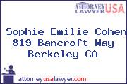 Sophie Emilie Cohen 819 Bancroft Way Berkeley CA