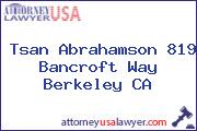 Tsan Abrahamson 819 Bancroft Way Berkeley CA