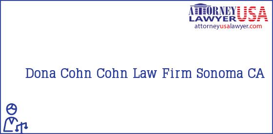Telephone, Address and other contact data of Dona Cohn, Sonoma, CA, USA