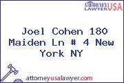 Joel Cohen 180 Maiden Ln # 4 New York NY
