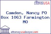Camden, Nancy PO Box 1063 Farmington MO