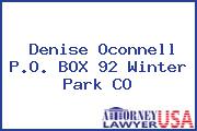 Denise Oconnell P.O. BOX 92 Winter Park CO