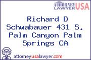 Richard D Schwabauer 431 S. Palm Canyon Palm Springs CA