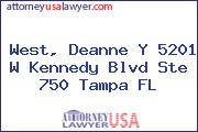 West, Deanne Y 5201 W Kennedy Blvd Ste 750 Tampa FL