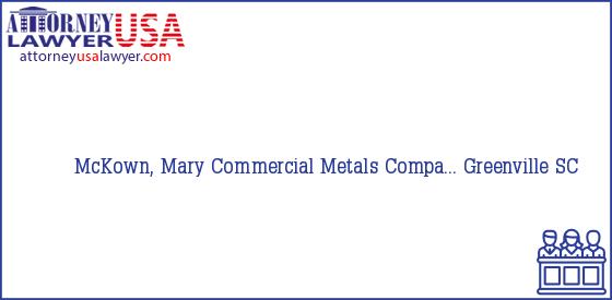 Telephone, Address and other contact data of McKown, Mary, Greenville, SC, USA