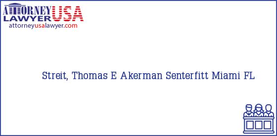 Telephone, Address and other contact data of Streit, Thomas E, Miami, FL, USA