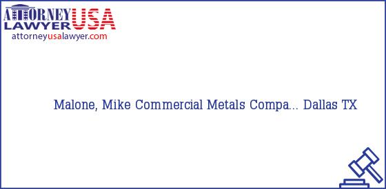 Telephone, Address and other contact data of Malone, Mike, Dallas, TX, USA