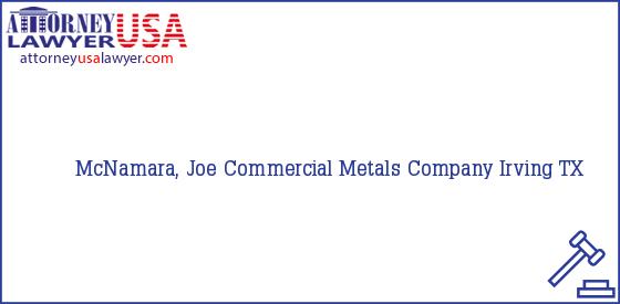 Telephone, Address and other contact data of McNamara, Joe, Irving, TX, USA