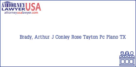 Telephone, Address and other contact data of Brady, Arthur J, Plano, TX, USA