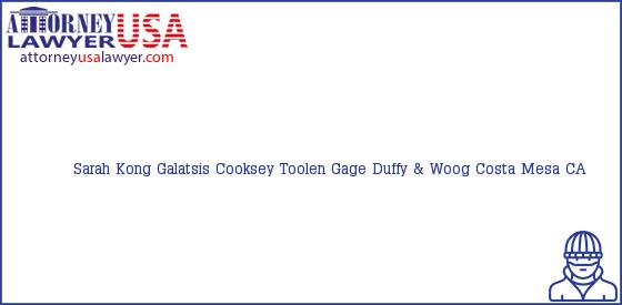 Telephone, Address and other contact data of Sarah Kong Galatsis, Costa Mesa, CA, USA