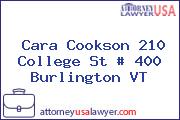 Cara Cookson 210 College St # 400 Burlington VT