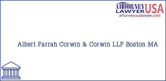 Telephone, Address and other contact data of Albert Farrah, Boston, MA, USA