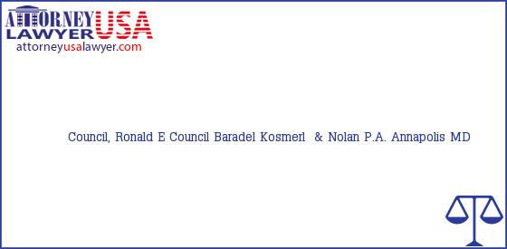 Telephone, Address and other contact data of Council, Ronald E, Annapolis, MD, USA