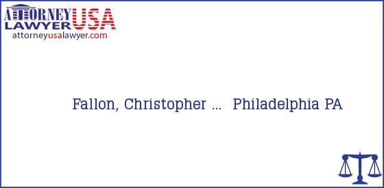 Telephone, Address and other contact data of Fallon, Christopher ..., Philadelphia, PA, USA