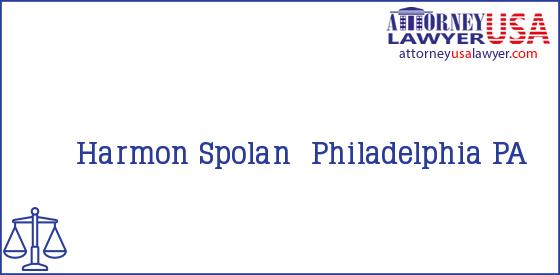 Telephone, Address and other contact data of Harmon Spolan, Philadelphia, PA, USA
