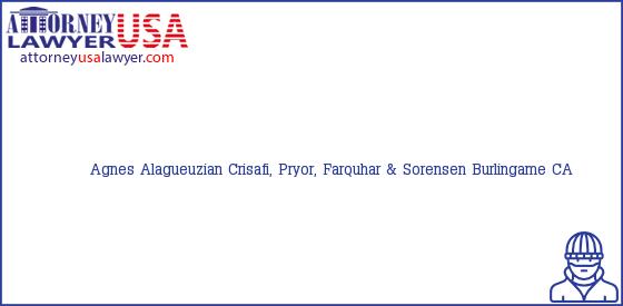 Telephone, Address and other contact data of Agnes Alagueuzian, Burlingame, CA, USA