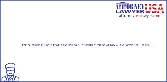 Telephone, Address and other contact data of Kekina, Wayne K, Honolulu, HI, USA