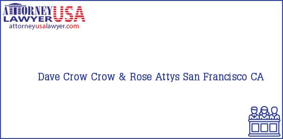 Telephone, Address and other contact data of Dave Crow, San Francisco, CA, USA