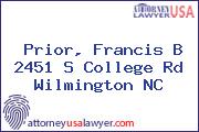 Prior, Francis B 2451 S College Rd Wilmington NC