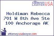 Holdiman Rebecca 701 W 8th Ave Ste 100 Anchorage AK