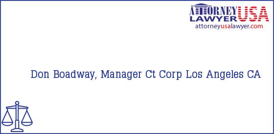 Telephone, Address and other contact data of Don Boadway, Manager, Los Angeles, CA, USA