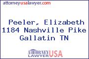Peeler, Elizabeth 1184 Nashville Pike Gallatin TN