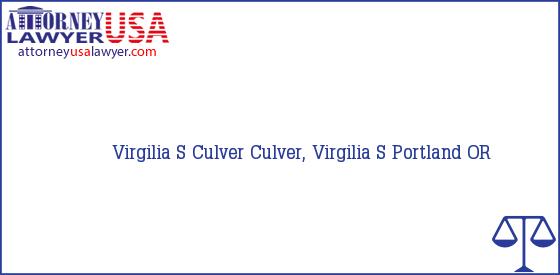 Telephone, Address and other contact data of Virgilia S Culver, Portland, OR, USA