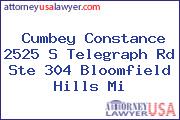Cumbey Constance 2525 S Telegraph Rd Ste 304 Bloomfield Hills Mi