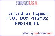 Jonathan Gopman P.O. BOX 413032 Naples FL