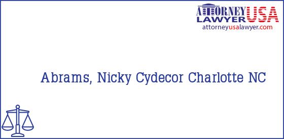 Telephone, Address and other contact data of Abrams, Nicky, Charlotte, NC, USA