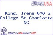 King, Irene 600 S College St Charlotte NC