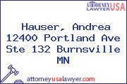 Hauser, Andrea 12400 Portland Ave Ste 132 Burnsville MN