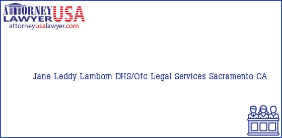 Telephone, Address and other contact data of Jane Leddy Lamborn, Sacramento, CA, USA