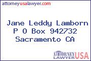 Jane Leddy Lamborn P O Box 942732 Sacramento CA